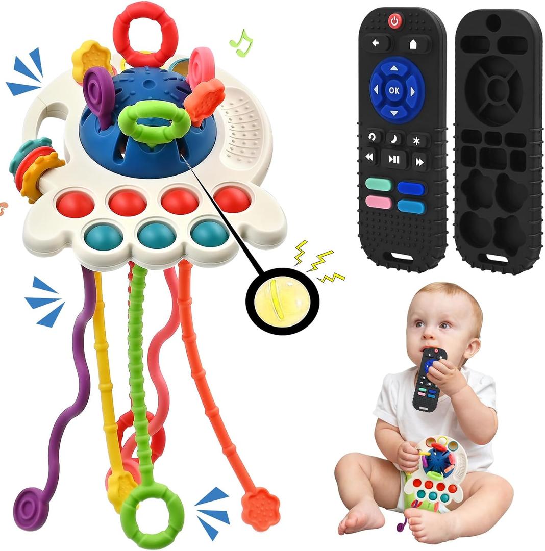 Sensory Montessori Baby Toys, Silicone Remote Control for Infant 6 12 Months, Toddler Educational Learning Travel Toys for Newborn Baby Shower Boy Girl Birthday Gifts Christmas Stocking Stuffers