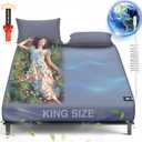 AsmrCap Grounding Sheets King, 95% Organic Cotton+ 5% Pure Silver Fiber, Grounded Sheets with Grounding Cord, Bed Grounding Kit for Healthy Sleep Therapy [DeepGrey King-76"x 80"x 13"]