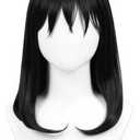 Black Wig with Bangs Women Movie Gothic Cosplay Wigs with Wig Cape for Halloween Party