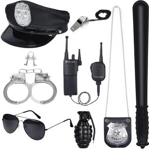 quescu Police Accessory Role Play Set For Kids,8PCS Police Costume Gear With Police Hat,Toy Handcuffs for Halloween Accessories quescu Police Accessory Role Play Set For Kids,8PCS Police Costume Gear With Police Hat,Toy Handcuffs for Halloween Accessories