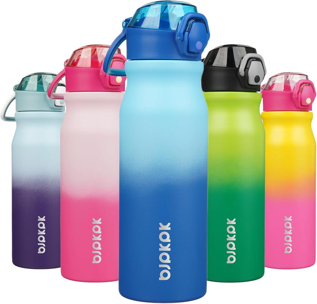 BJPKPK Insulated Water Bottle 25oz Stainless Steel Water Bottles with Straw and Carry Handle Double Wall Metal Thermal Flask,Sky