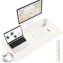 YSAGi Non-Slip Leather Desk Pad, Desk Matt for Desktop, Waterproof Laptop Computer Keyboard Mat, Table Protector Blotter Mat, Large Mouse Pad for Office/Work/Home/Decor(Cream, 35.4" x 17")