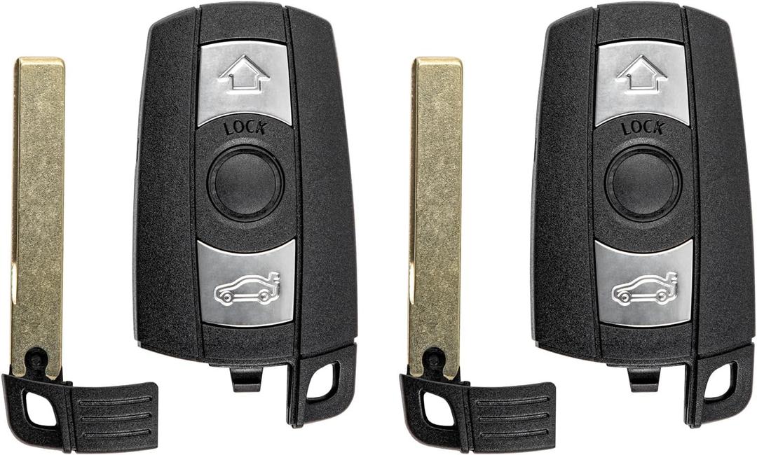 Vurkcy Key Fob Replacement for 2006-2011 BMW 3 5 Series, 325i, 328i, 330i, 335i, 525i, 528i, 530i, 535i, 550i& More Car Keyless Entry Remote Control Start, KR55WK49127, 3 Btn, 2Pcs