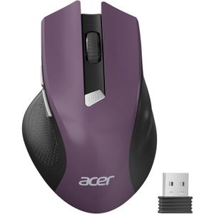 acer Wireless Mouse for Laptop, 2.4GHz Computer Mouse 3 Adjustable DPI Office Cordless USB Mice with USBA Receiver, 6 Buttons, 1600 DPI, Medium to Large Sized Hands (Purple)