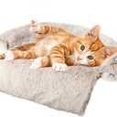 Tinaco Luxurious Calming Dogs/Cats Bed Mats, Washable Removable Couch Cover, Plush Long Fur Mat for Pets, Waterproof Lining, Perfect for Small, Medium and Large Dogs and Cats (Gradient Brown, 21"x21")