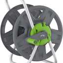 Water Hose Reel Cart, Holds 60-80 Ft of 5/8 Inch Hose, Green Wall Mounted Garden Hose Cart, Portable Hose Reel for Convenient Storage and Watering