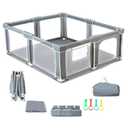 CAPAKIDS Foldable Baby Playpen 59"71" with Mat, Out-of-The-Box Ready Playpen for Babies and Toddlers, Portable Play Yard with Breathable Mesh & Gates, Storage Bag & 4 Handlers for Indoor & Outdoor