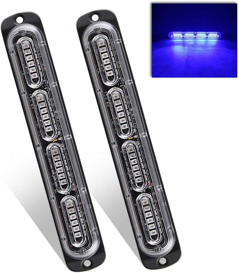 Teguangmei Emergency Warning Strobe Lights, Universal 2 Pack 24 LED 72W Flashing Surface Mount Blue Caution Construction Hazard Strobe Light Bar for Car Vehicle Truck Boat ATVs 12-24V