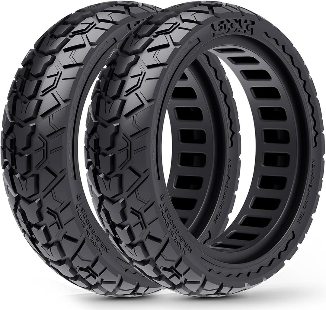 10x2.5 Scooter Tires 2-Pack Tubeless - 60/70-6.5 Airless Off-Road Replacement for Segway Ninebot Max G30/G2, Gotrax G6/G5/G MAX/ECLIPSE (Black)