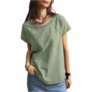 Milumia Women Crew Neck Short Sleeve Loose Fit T-Shirts Summer Solid Casual Tee Tops (M) Milumia Women Crew Neck Short Sleeve Loose Fit T-Shirts Summer Solid Casual Tee Tops (M)