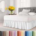 Wrap Around Dust Ruffle Bed Skirt - White - for Queen Size Beds with 12 Inch Drop - Easy Fit Elastic Strap - Adjustable Pleated Bedskirt w/Brushed Fabric - Wrinkle Free - for Women, Men, Kids & Teens (01 - White)