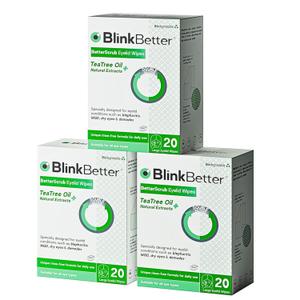 BlinkBetter Tea Tree Oil Eyelid Wipes- 60 (Pack of 3) Natural Blepharitis, MGD & Dry Eye Relief Wipes | Cleansing, Soothing, Dual-Textured, Triple Moisture Formula | Biodegradable & Gentle
