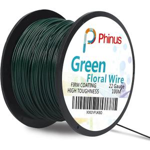 Floral Wire, 110 Yards 22 Gauge Green Florist Wires, Flexible Green Wire Paddle Wires for Crafts, Christmas Wreaths Tree, Garland and Floral Flower Arrangements