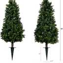 Nearly Natural 3ft UV Resistant Artificial Boxwood Plants, Set of 2, with Integrated Ground Stakes for Indoor Outdoor and Garden Decor