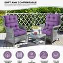 DANGHOOGY Outdoor/Indoor High Back Chair Cushion, Waterproof Outdoor Rocking Chair Cushion with Ties, Tufted Replacement Seat Cushions for Outdoor Furniture, Purple