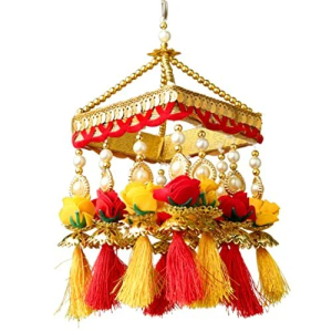 Square Centre Hanging Wall Roof Ceiling Hanging Jhoomar Colorful Rose Flower Hangings Decorative Ornament Party Decorations Home Décor for Wedding Festivities & Gifting Size(4"X10")