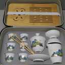Gongfu Chinese Tea Set | Ceramic Gaiwan Set,Complete Portable Gongfu Tea Set with Travel Case - Traditional Chinese Tea Gift Set for Home, Office, Travel & Zen Ceremony