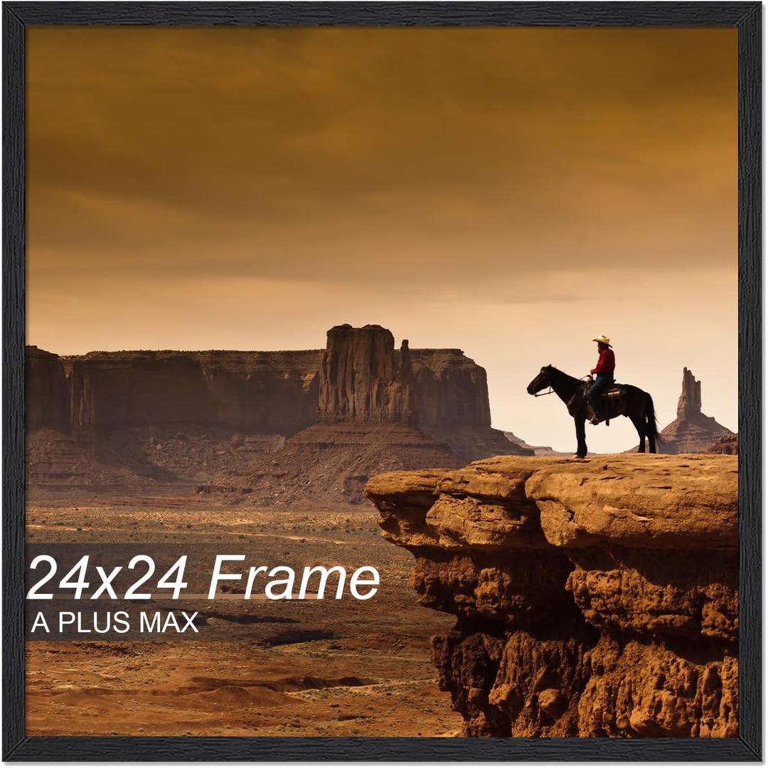A PLUS MAX Square 24x24 Frame, Black Engineered Wood Picture Frame for 24 x 24 Picture Poster Photo, Light Weight 24 by 24 Frame with Wood-grain for Wall - 1 Pack/Black/24 x24 A PLUS MAX Square 24x24 Frame, Black Engineered Wood Picture Frame for 24 x 24 Picture Poster Photo, Light Weight 24 by 24 Frame with Wood-grain for Wall - 1 Pack/Black/24 x24