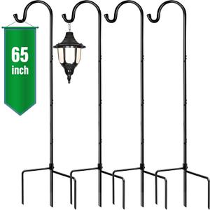 GOFORWILD Shepherds Hooks 4 Pack Black, 65 inches Tall, Made of Premium Metal for Garden Decor, Plant Hanger, Lantern Hook, Garden Stake and Wedding Decor, 7016