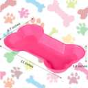 Nitial 60 Pcs Dog Bone Shaped Serving Trays, Plastic Dog Birthday Decorations Colorful Pet Patrol Plates Food Bowls Disposable Tableware Party Supplies(Bright Color)