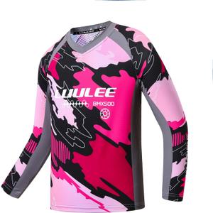 Boys Cycling Jersey Youth Mountain Bike BMX Long Sleeve Bicycle Clothes Kids Balance Bike Jersey, Large