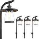 hykolity Low Voltage Landscape Path Lights, 12V-15V AC LED Outdoor Landscape Lighting with LED Bulb & Wire Connector, Zinc Aluminum Housing Pathway Lights for Yard Garden Walkway, 4 Pack, ETL Listed