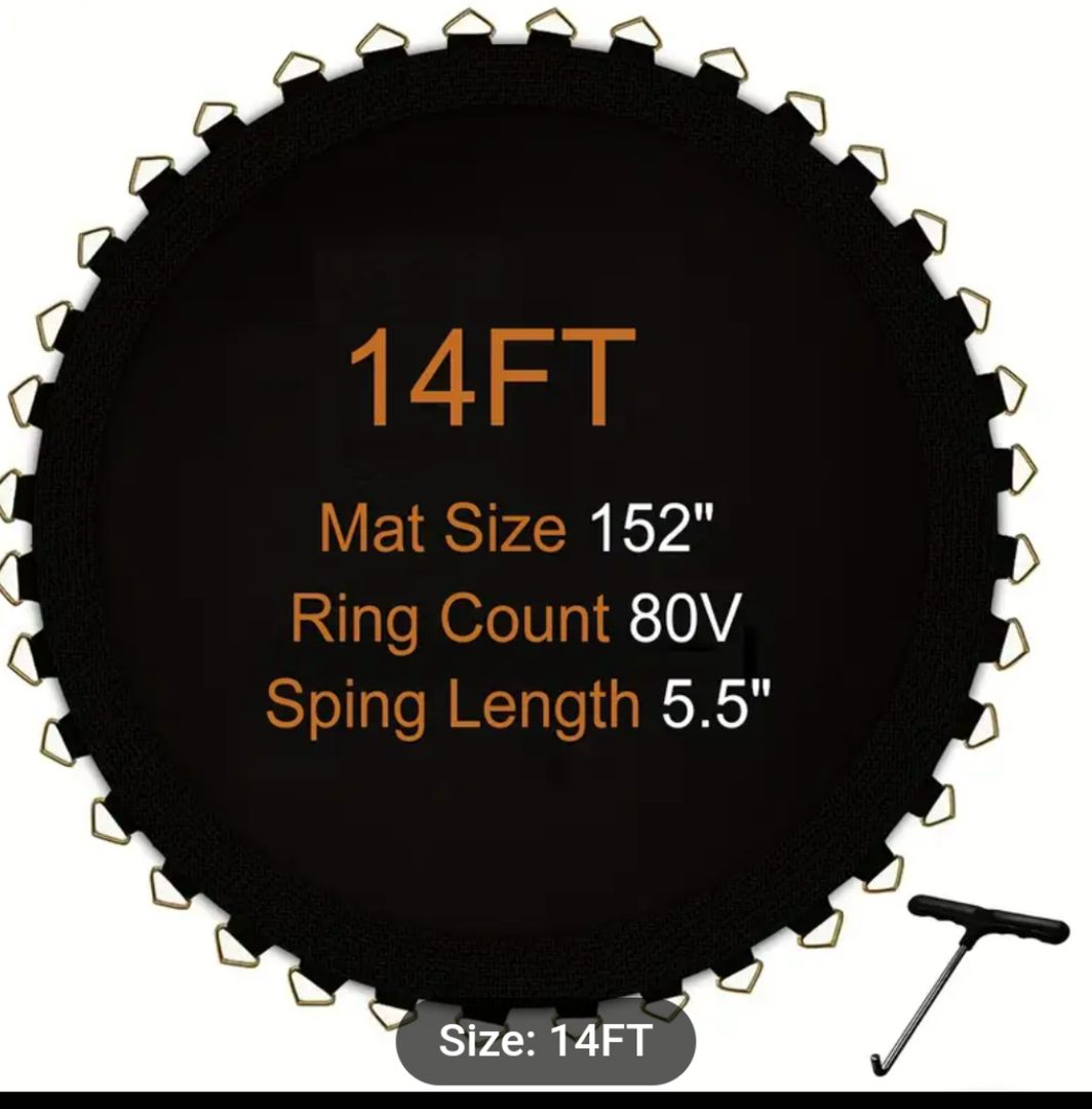 LeffEase Trampoline Mat Replacement, Trampoline Mat Fits 14FT Frame, with 80 V-Rings Fits 5.5inch, Jumping Mat for Reinforce, UV-Resistant, Not Include Spring.