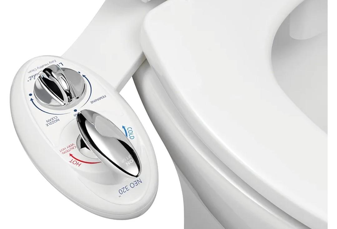 LUXE Bidet NEO 320 - Warm Water, Dual Nozzle, Self-Cleaning, Non-Electric Bidet Attachment for Toilet Seat, Adjustable Water Pressure, Rear & Feminine Wash (White)