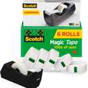 Scotch Magic Tape, 6 Rolls with Dispenser, Numerous Applications, Invisible, Engineered for Repairing, 3/4 x 1000 Inches, Boxed