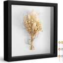 Califortree 8x8 Shadow Box Frame with Soft Linen Back - Push Pins Included, Memory Box Display Case for Flower, Tickets and 3D Items, Black