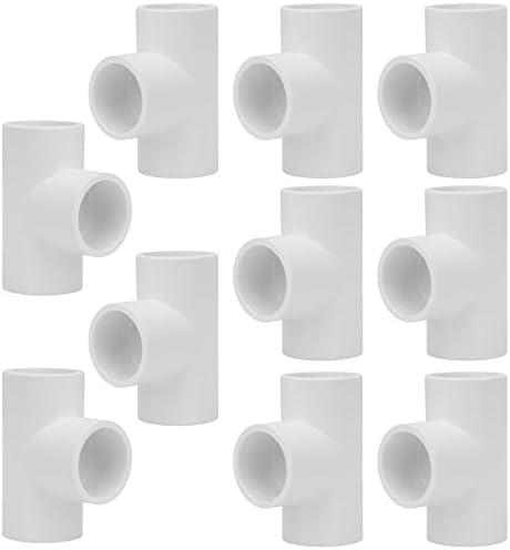 10 Pack 3 Way 3/4 Inch Tee PVC Pipe Fittings Connector SCH40 Furniture Build Grade PVC Corner Fittings Elbow Fittings for DIY PVC Shelf Garden Support Structure Tent Connection