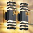 DASTOR Dusk to Dawn Outdoor Wall Lights, Modern Exterior Sconce Lighting Fixtures, Up and Down Outdoor Porch Lights, Aluminum Waterproof Outside Lights for House Porch Garage, 2 Pack (Black)
