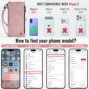 Defencase Compatible with iPhone 17 Case Wallet with RFID Blocking Card Holder for Women and Men, Fashion PU Leather Magnetic Snap Flip Zipper Strap Wallet Phone Case for iPhone 17 6.3", Rose Pink