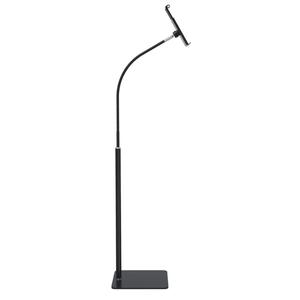Tablet Floor Stand with Flexible Gooseneck and Stable Aluminum Base Suitable for 3.5” - 10.6” Smart Phone & Tablet Black