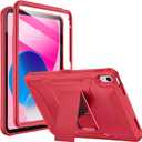 Soke Case for iPad (A16) 11th Generation 11-inch 2025, iPad 10th Generation 10.9-inch 2022, with Built-in Screen Protector and Kickstand, Rugged Full Body Protective Cover - Burgundy Red