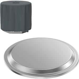 Fire Pit Lid with 600D Oxford Fabric Fire Pit Cover for Solo Stove Yukon 27'' Fire Pit, Stainless Steel Portable Firt Pit Accessories for Outdoor Fireplace and Camping, 27 Inch