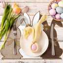 Set of 6 Easter Placemats 13 x 16 Inch Easter Bunny Placemats Grey White Brown Rabbit Easter Place Mats for Easter Table Decorations Bunny Spring Party Kitchen Dining Decorations