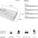 White Wall Mounted Ceramic Bathroom Sink, 18" x 10" Floating Vessel Sink