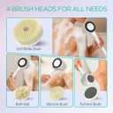 Electric Body Brush Back Scrubber for Shower, Waterproof Long Dual Handle Power Body Scrubber with 5 Heads, Bath Brush 3 Speeds, for Cleansing,Exfoliating and Massaging Skin,Gift for Birthday Holiday