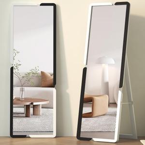 Vlsrka Full Length Floor Mirror, 63"x20" Standing Mirror, Full Body Mirror, Simple Modern Stand Up Mirror, Full Size Large Mirror for Bedroom with Wood Frame, Black White