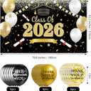 Black Gold Class of 2026 Banner, Large Congratulations Graduation Banner Backdrop, Graduation Party Decorations 2026 for Indoor, Outdoor, Graduates, Congrats Grad Celebration Supplies