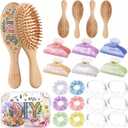 Domensi 24Pcs Spa Sleepover Party Favors Supplies for Women Trip Weekend Gifts Bamboo Hairbrush Scrunchie Hair Clip Makeup Bag for Bachelorette Bridal Shower Summer Slumber DIY Decorating(Colorful)