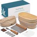 Kook Banneton Bread Proofing Set, Artisan Sourdough Bread Making Kit, 9.8 Inch Rattan Baskets and Liners, Metal & Plastic, Scrapers, Scoring Lame & Case, 4 Extra Blades, Set of 2, Oval