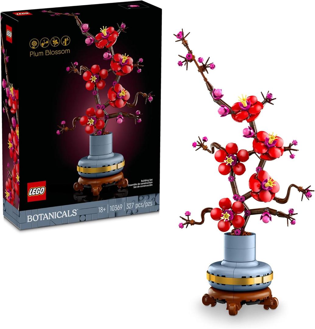 LEGO Icons Plum Blossom Building Sets for Adults - Artificial Flower for Dinner Table Centerpiece, Living Room Home Decor, Ages 18+ - DIY Craft Kits - Gift for Birthdays - 10369