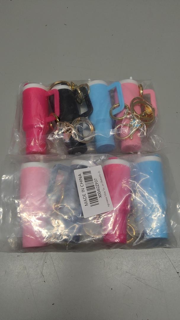 agoname Mini Tumbler Keychain for Cup Chapstick Holder Key Chain Charms Cute Mini Cup Keychain for Women Schoolbag Purse Handbag 8Pcs (Butterfly-2)