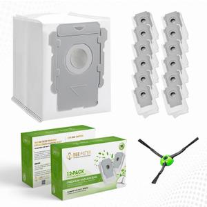 Premium Roomba Vacuum Bags for iRobot i7+, i1+, i3+, i4+, i5+, i8+, j6+, j7+, j8+, j9+, s9+, Combo j5+, i5+, j7+, j9+, 10 Max and i & s & j Series Dirt Disposal Bags (12 Vacuum Bags)
