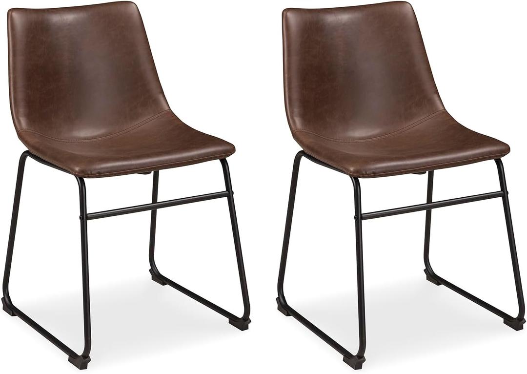 Signature Design by Ashley Mid Century Centiar 18.75" Dining Bucket Chair, 2 Count, Black and Brown, Pack of 2, Black