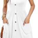 MOLERANI Women Summer Dresses Sleeveless Casual Loose Swing Button Down Midi Dress with Pockets (Medium, 01-white)