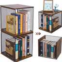 2 Cube Organizer Book Shelfs DIY Variable Stackable Cube Storage Organizer for Kid Bedroom,Living Room,Small Bookshelf Black Brown Wooden,No Vinyl Storage (Toasted Walnut)