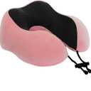 Memory Foam Travel Pillow, Neck Pillow with 360-Degree Head Support, Comfortable and Lightweight, Ideal for Sleeping on Airplane, Car, Train, Bus and Home Use, Comes with Storage Bag (Pink)
